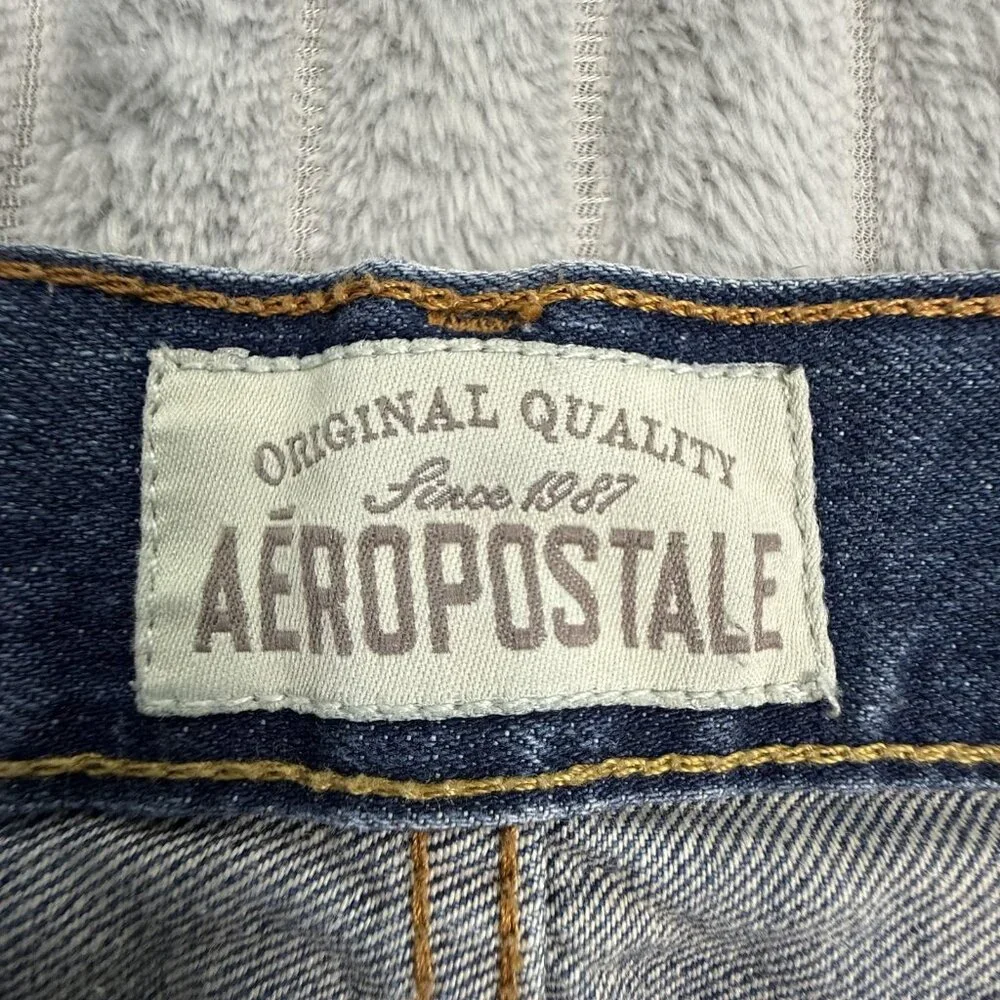 Aeropostale Essex Straight Leg Jeans Mens 30 Blue Distressed Ripped Grunge Denim